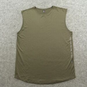 ASRV Shirt Tank Top Mens Large Green 0757 Crew Sleeveless Crew Muscle Logo